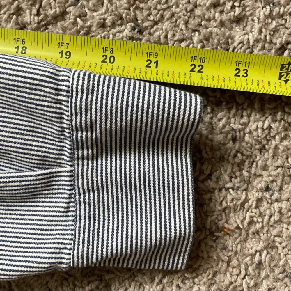 Vintage Ben Davis Hickory Stripe Work Shirt Long Sleeve 1/2 Zip Up Sz Large USA - Picture 13 of 16